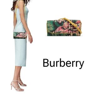 Buuberry Floral Haymarkey Ciated Canvas Leatger  Crossbody Wallet On Chain